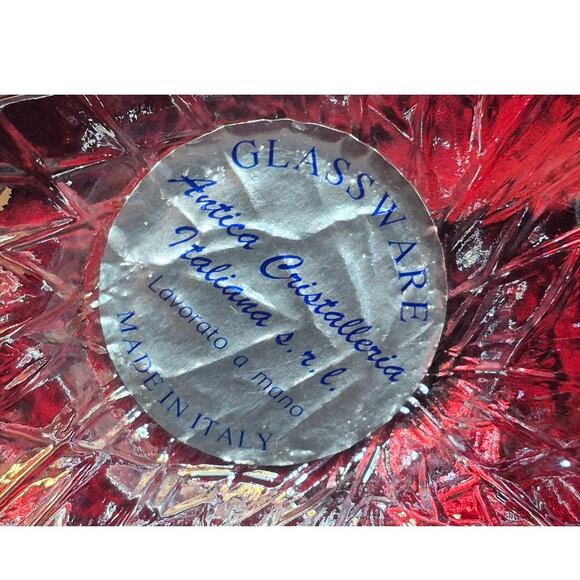 Vintage Murano Art Glass Red Bowl by Antica Cristalleria, Made in Italy Handmade - Picture 5 of 8